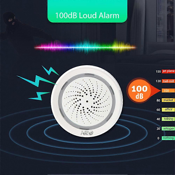 2-in-1 Tuya Smart Life Langaton Wifi-sireenihälytin Sensori Ääni- ja Valohälytin Sireeni Tukee