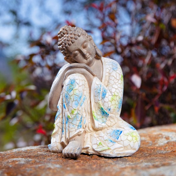Buddha Statue Figur Håndlaget buddhistisk Skulptur Ornament Hjem Dekorasjon Tilbehør Stue