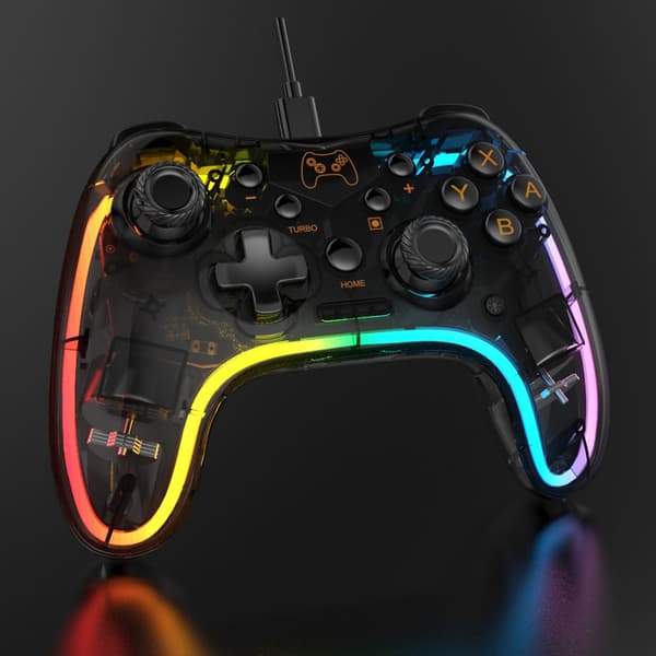 1-pack Switch spelkontroll neon RGB färgglad lysande Switch sladdad spelkontroll