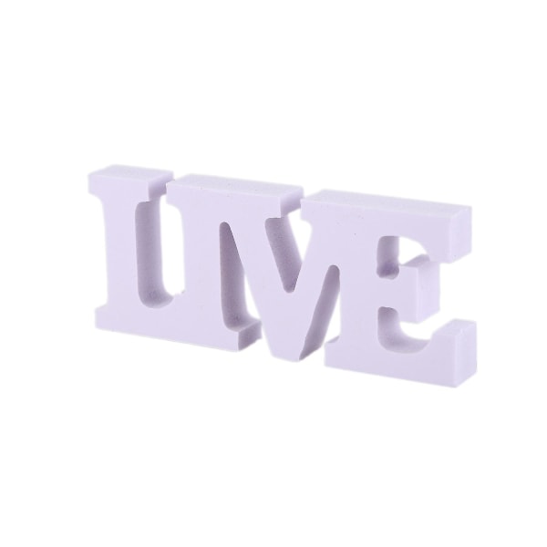 3 kpl Live Love Laugh puisia kirjaimia hääkoristukseen (valkoinen)