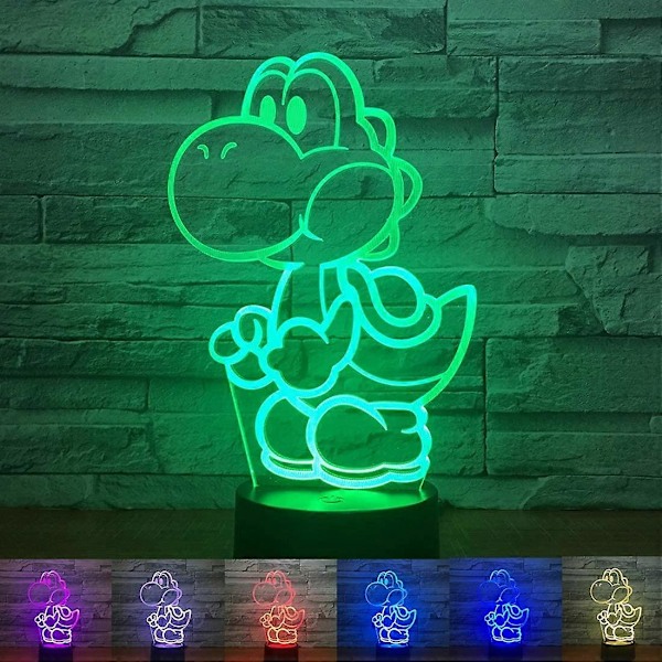 Yoshi 3D Natlampe, 16 Farve RGB Touch Fjernbetjening Yoshi Lampe Børneværelse Dekoration Bordlampe til Julebelysning Gave