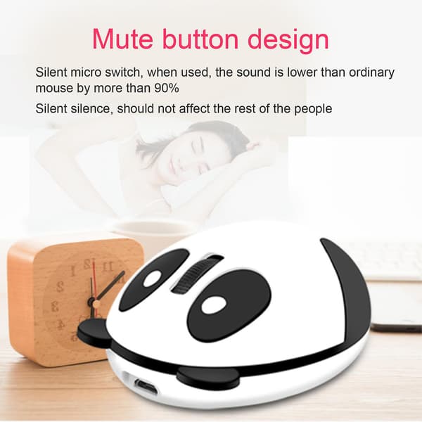 Trådløs Mus Sød Panda Design Abs Lydløs 2.4g 1200dpi Plug & Play Optisk Mus Til Desktop