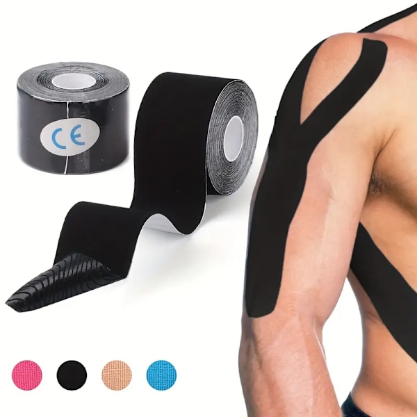 2 Ruller Kinesiologisk Tape Atletisk Muskelstøtte Sport Elastisk Fysioterapeutisk Tape (sort)