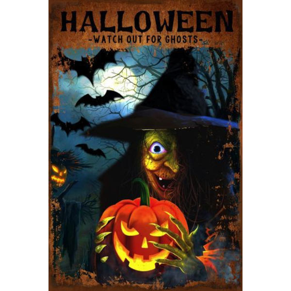 Halloween-aiheiset seinäkoristeet, tunnelmallinen vanhan raudan koristelumaalaus retro Halloween-rauta