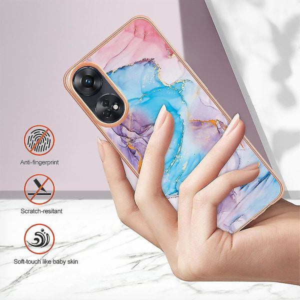 Yb Imd Series-1 Marmorinen kukkakuvioinen phone case Oppo Reno8 T 4g ​​, TPU Galvanoitu cover