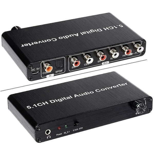 5.1ch Dac Converter Audio Dekooderi Digitaalinen Optinen Koaksiaalinen Toslink Rca 3.5mm Jack Tuki Dolille