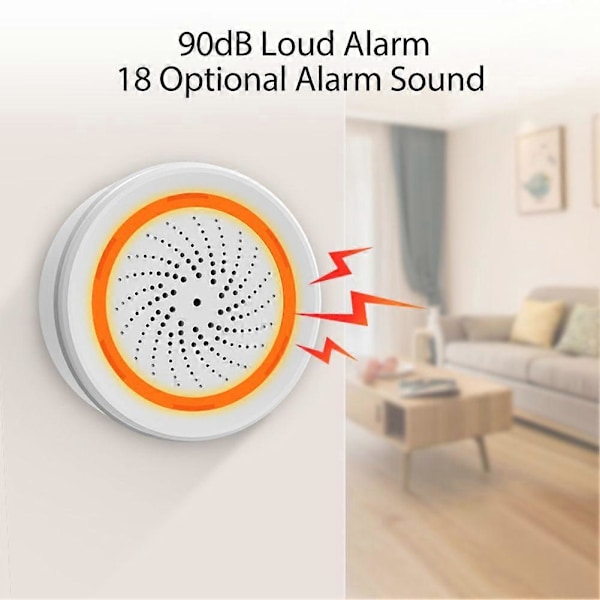 1/2 st Tuya Zigbee Smart Siren Alarm Temperatur- och Luftfuktighetssensor Hem Säkerhet med Strobe-varningar Fungerar med TUYA Smart Hub
