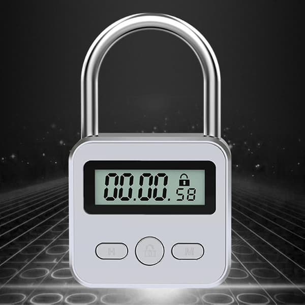 Metal Timer Lås LCD Tid 99 Timer Max Timing USB Timer Hængeslås, Sort-CE