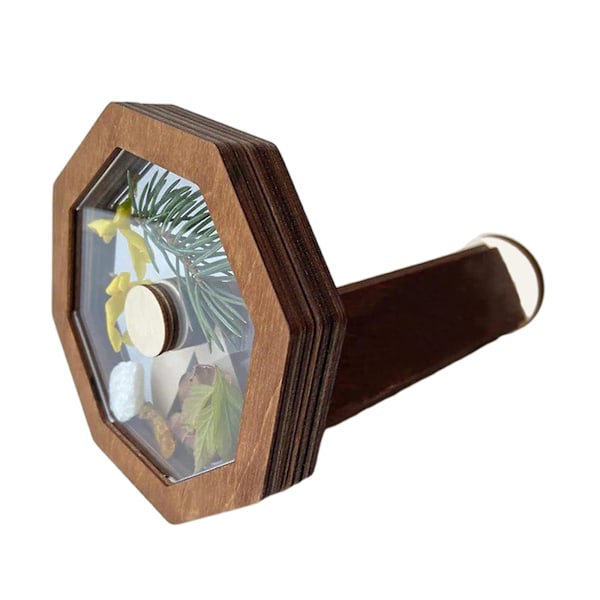 100% Helt Ny Naturlig DIY Kalejdoskop Kit, Nytt Magiskt Roterande Kalejdoskop Tillverkningsset i Trä för Naturälskare, Bästa Gåvan, Handgjorda Pedagogiska Leksaker f