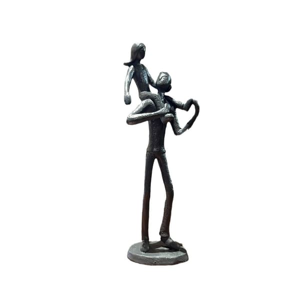 Jernstatue av far og datter, dekorative håndverkspynt