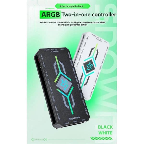 ARGB Controller 5V 3Pin ARGB Fan Hub 1 til 9 Splitter PWM Køleventilator Controller til Computer Kabinet
