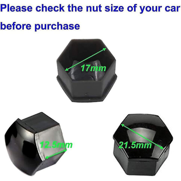 20 st 19 mm Cap, hjulbultmutterkåpor, hexagonala däckmutterkåpor (svart) (d-583-a)