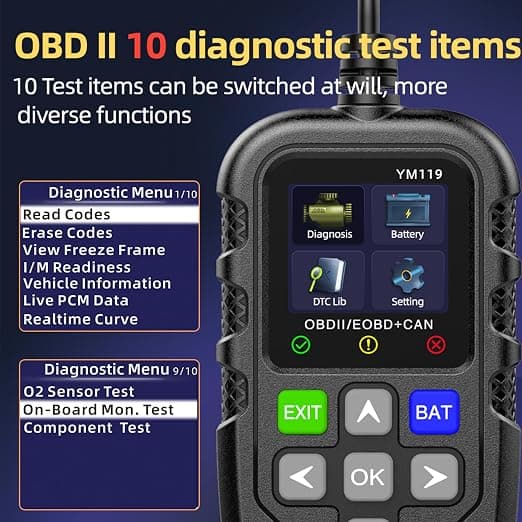 YM119 OBD2-skanner Live Data Profesjonell Mekaniker OBDII Diagnostisk Kodeavleserverktøy for Sjekk Motorlys