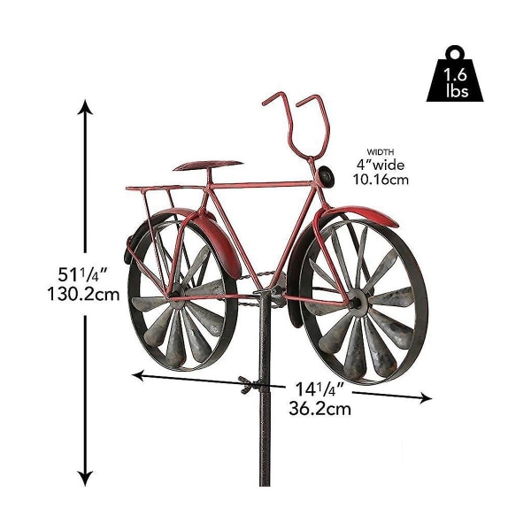 Iron Wind Spinner, 51in H polkupyörän tuulipyörit, polkupyörien paalujen koristeet, ulkopuutarhan sisustus Patille