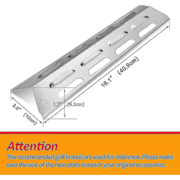 Bbq kompatibel med rostfritt stål värmeplatta / sköld för utvalda gasgrillmodeller av Campingaz, Alice's Garden, Charbroil, Cclife, Landmann - MXBC