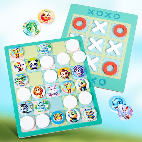 Nyt pædagogisk spil Tic-Tac-toe, børnekamp, forbind prikkerne, vend brikkerne, forældre-barn interaktion, hukommelse, find de samme legetøj
