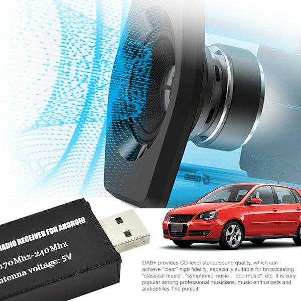Universal DAB-modul til Android-bil - digital radio, radio, Android navigations-APP-kontrol (kun Europa)