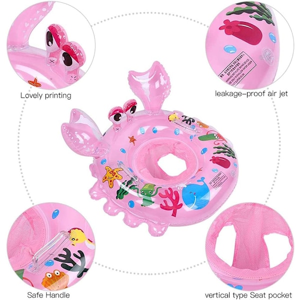 Krabba babysimring, babysimhjälp, babysimhjälp med sits (PVC) lämplig för småbarn från 6 månader till 48 månader