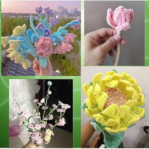 200 st 7 färger piprensare för pyssel chenille stång tillbehör pastell macaron färgglada