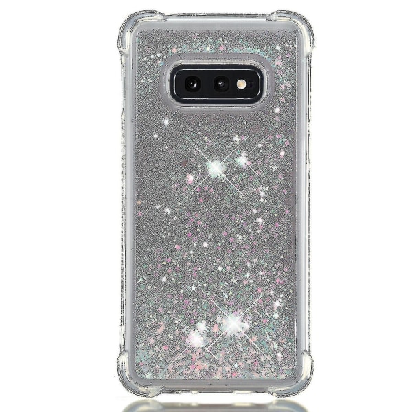Samsung Galaxy S10e Case Glitter Flytande Transparent Glittrande Glänsande Bling Kristallklart flytande Quicksand Cover