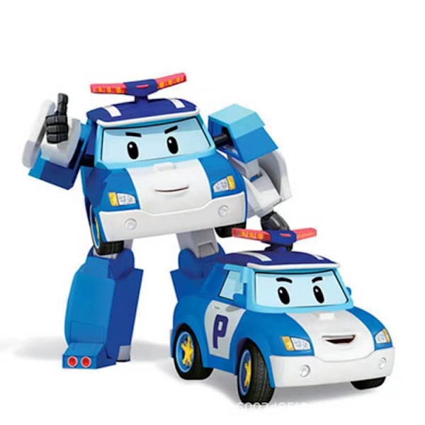 Politi Bil POLI, Transformer Robot, 10 cm Transformérbar Action Legetøjsfigur Køretøj Børnegave