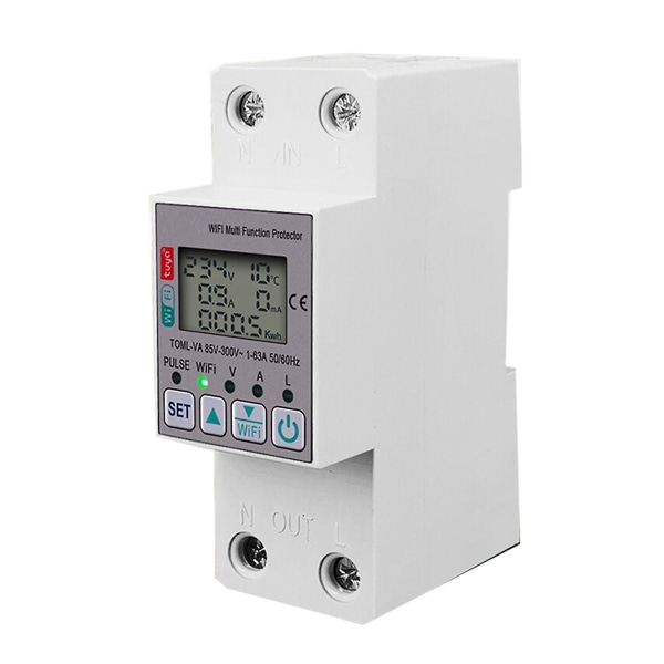 Tuya 63a 110v 220v Wifi Energimåler Kwh Metering Switch Timing Funktion med Spændingsstrøm og L