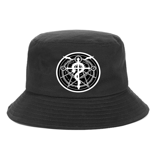 Anime Fullmetal Alchemist Bucket Hat Unisex Sports Solhatt Utendørs Sports Basseng Hat Menn 1 stk Svart