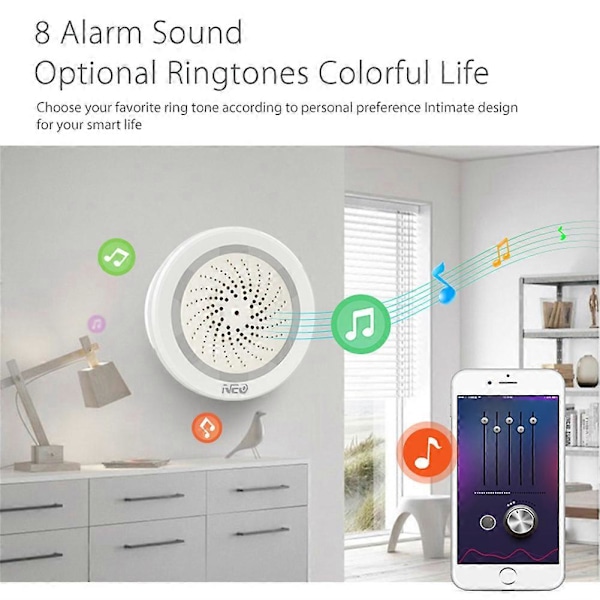 2-in-1 Tuya Smart Life Langaton Wifi-sireenihälytin Sensori Ääni- ja Valohälytin Sireeni Tukee