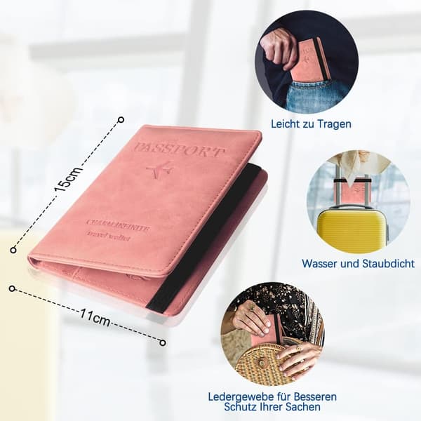 Passfodral, skyddande passfodral i konstläder med RFID-blockering