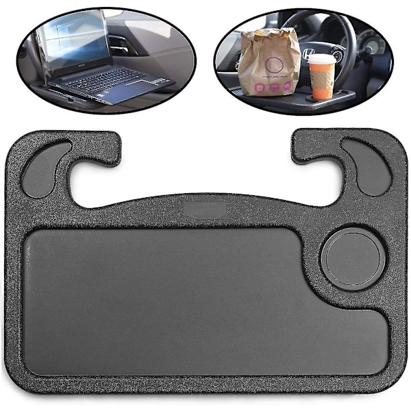 Auto Steering Wheel Desk, Laptop, Tablet, Ipad Or Notebook Car Travel Table, Food Eating Hook On Steering Wheel Tray, For Constant Travelers, Fits Mos