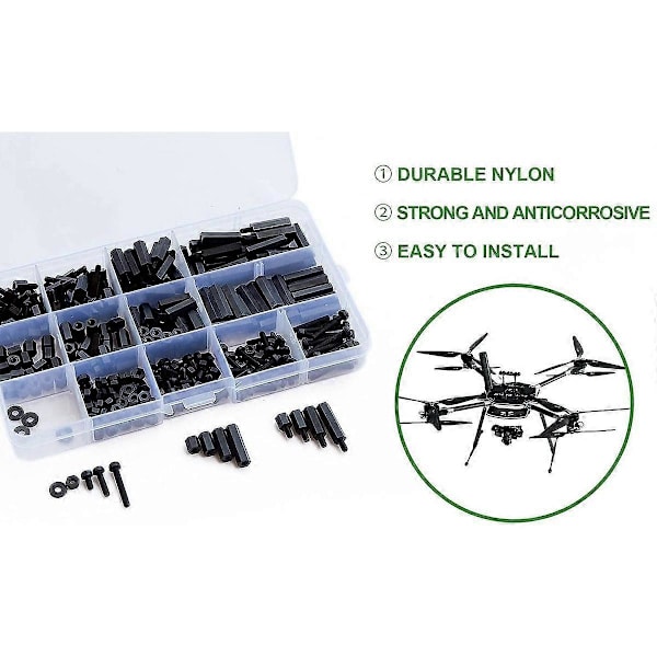 320 st M3 Hane Hona Hex Nylon Distans Standoff Skruv Gängad Pelare PCB Moderkort Standoff
