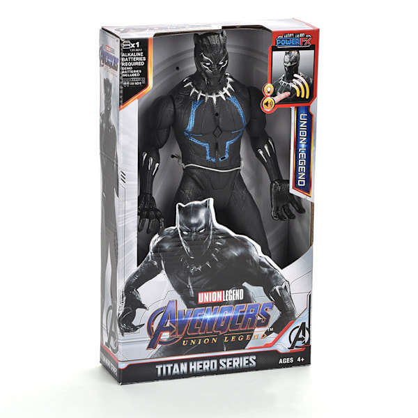 Ny 30CM Avengers Ljud- och Ljusfigur, Led-Rörlig Black Panther Modellleksak