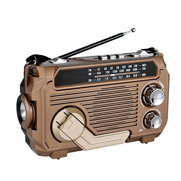 Radio Håndsveiv kraftgenerering Solcellelading Trippelbånd Bluetooth Kort MP3 Multifunksjonsradio (tilfeldig farge)
