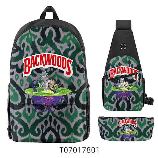 Uusi sarjakuva BACKWOODS kolmiosainen koululaukku ala- ja yläkoululaisille