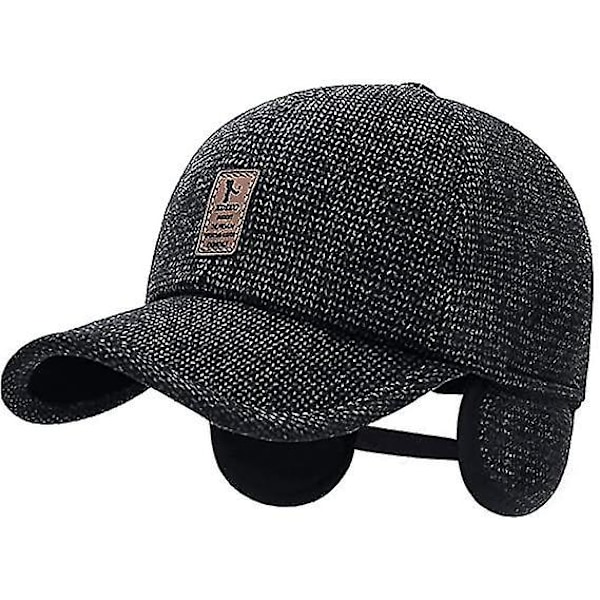 Winter For Men Outdoor Hat, Adjustable Warm Sport Golf Baseball Cap Hats Dad Caps Earflaps Thicken 55-60cm-mxbc