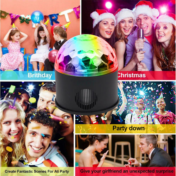 Stemmeaktiveret LED krystal magisk kugle USB scene DJ lys farvet lys bil DISCO natlys