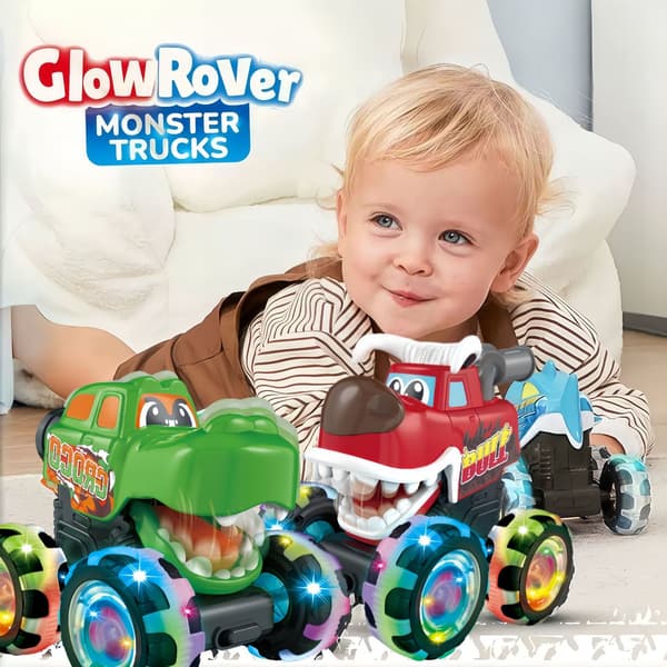 Tryk-for-lys Monstertrucks, Glid-Afgang med Lys, Bevægelsessensor Lysende Legetøjsbiler til Børn Crocodile