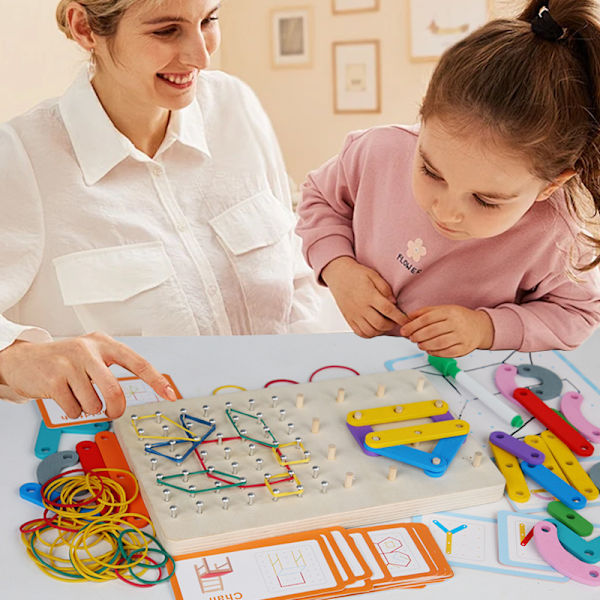1 set träleksaker för tidig barndomsutveckling av geometri och matematik