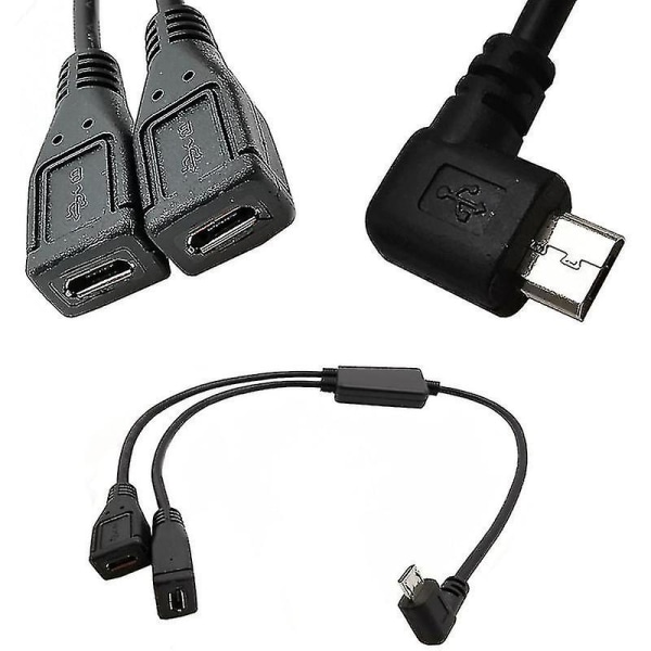 Splitter & Micro USB -kabel, 5-stift hane till 2 hona Y splitterkabel laddare -ys