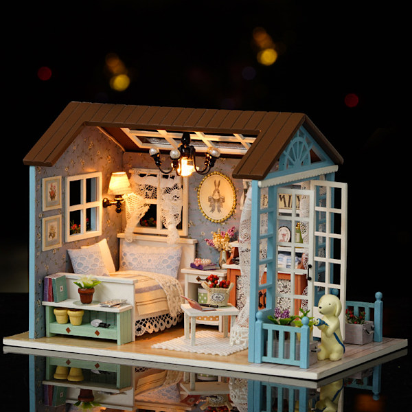 Tilfeldig 1 stk DIY hytte håndlaget montering modellhus kreativ gave gave ornamenter