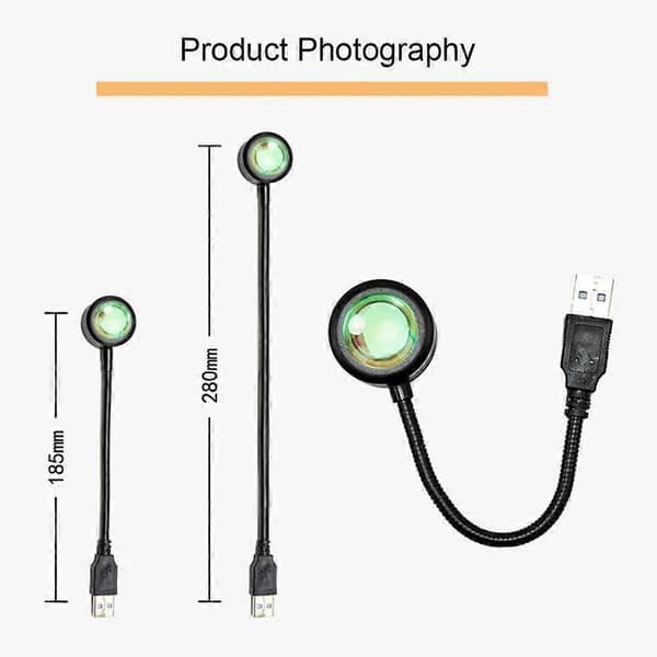 Lenovo LED USB Regnbuelampe Nattlys Projektor Bursdagsfest Dekor
