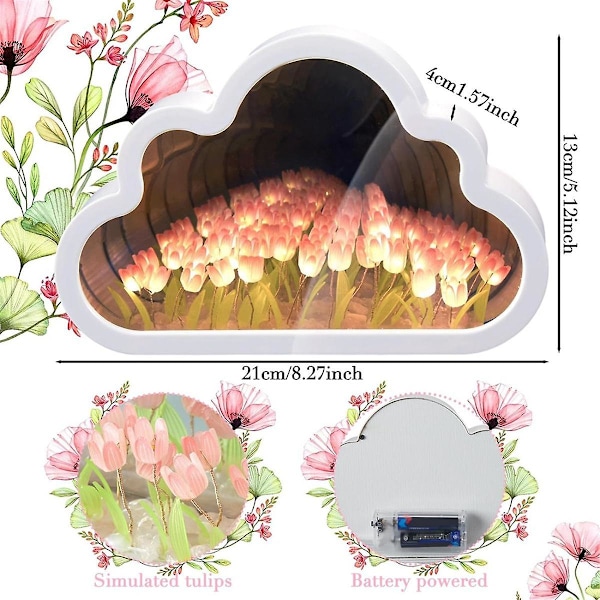 2 sæt sky spejl tulipan lampe håndlavet DIY tulipan natlys simulation blomst lys værelse dekorati