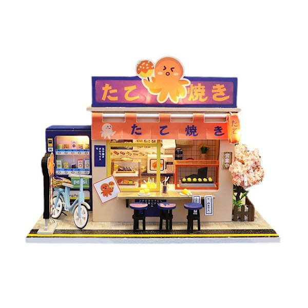 1-delad DIY-stuga kreativ födelsedag julklapp hantverk trä japansk dockhus kreativ handgjord, crea