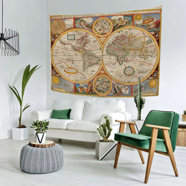 Maailmankartta Vintage Wanderlust Merirosvo Kartta Historiallinen Atlas Tapestry Jooga Seinävaatteet Kodinsisustus