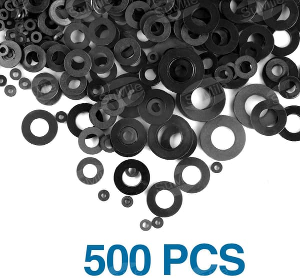 Svarta plastbrickor, M2-M10 Mekanisk bricka 500 st