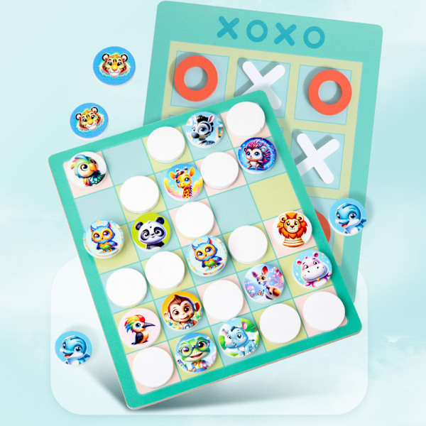 Nytt pedagogiskt spel Tic-Tac-Toe, barns kamp, koppla ihop prickar, vänd schackpjäser, föräldra-barn-interaktion, minne, hitta samma leksaker