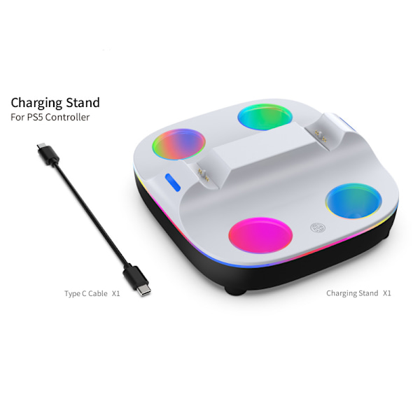 1-pak PS5 trådløs controller hurtig opladningsdock P5 controller dobbelt opladning PS5 spilcontroller oplader PS5 elite spilcontroller oplader