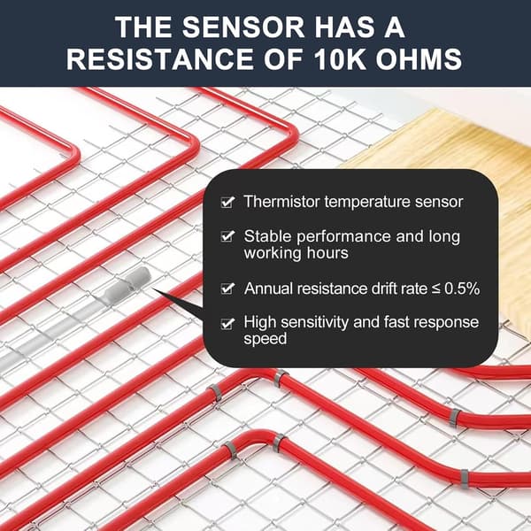 Gulvtemperatursensor, gulvvarmegulvsonde gulvvarme termostat tilbehør gulvtemperatursensor sonde kabel 3 meter