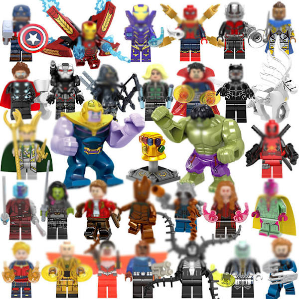 32-osainen Avengers-sarjakuva minihahmojen ja DC-minihahmojen setti lapsille, värikäs