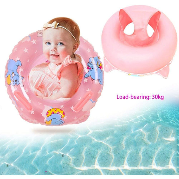 Baby Badring, Elefant Sits Baby Simhjälp, Baby Simhjälp med Sits (PVC) Lämplig för småbarn från 6 månader till 48 månader (rosa)